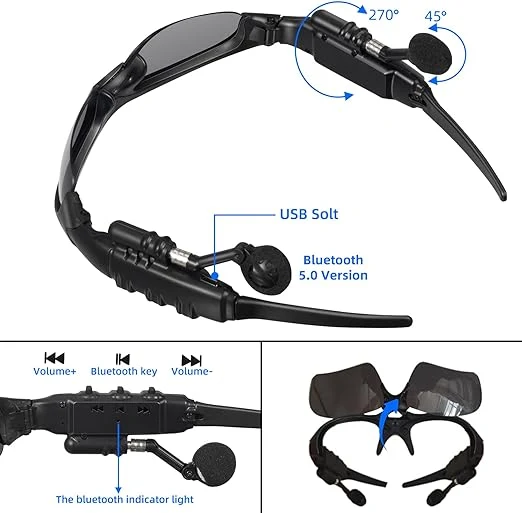 Wireless Bluetooth audio sunglasses with polarized lenses, built-in speakers, and hands-free calling for outdoor activities — image 3