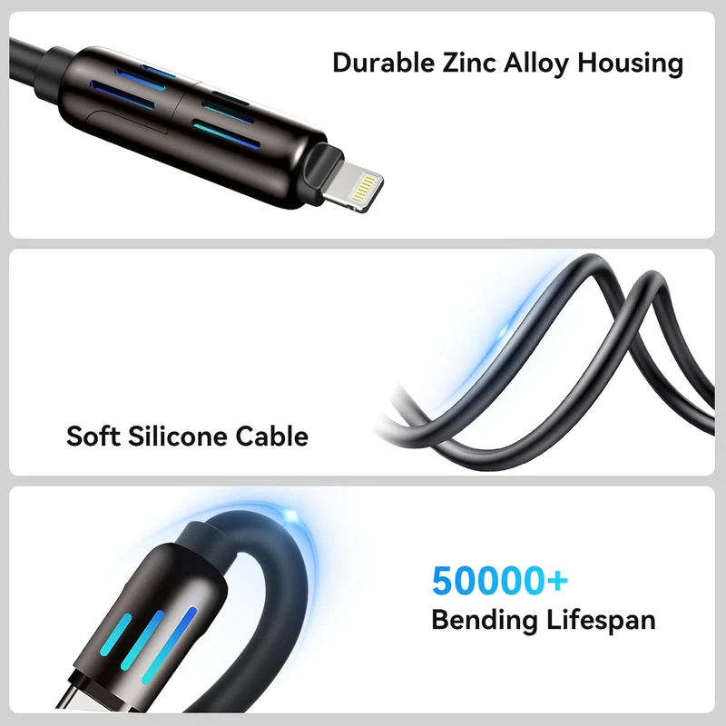 4-in-1 Multi USB charging cable for Lightning and Micro USB devices with fast charging support — image 5