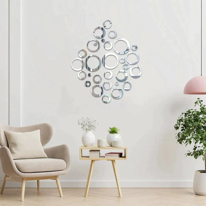 3D Ring 42 Silver Acrylic mirror for wall decor — image 4