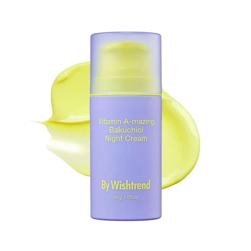 By Wishtrend Vitamin A-mazing Bakuchiol Night Cream 10g with Vitamin A and Bakuchiol skincare formula.