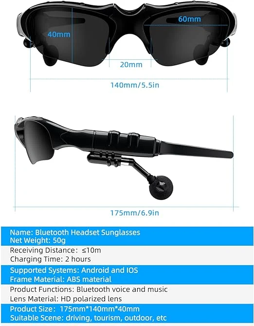 Wireless Bluetooth audio sunglasses with polarized lenses, built-in speakers, and hands-free calling for outdoor activities — image 5