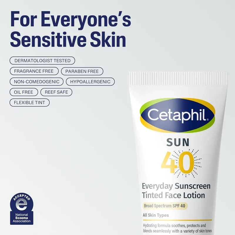 Cetaphil Tinted Sunscreen SPF 40 face lotion with mineral UVA UVB protection and Vitamin E hydration. — image 2