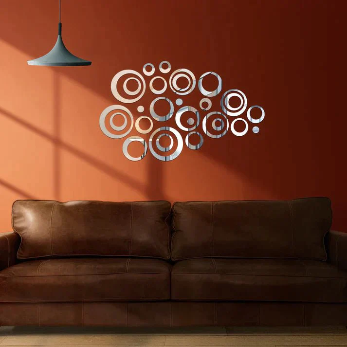 3D Ring 42 Silver Acrylic mirror for wall decor — image 3