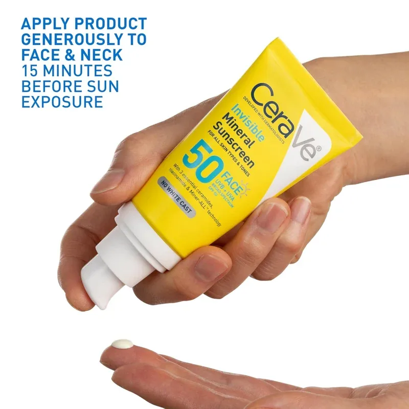 CeraVe Invisible Mineral Sunscreen SPF 50 face sunscreen with ceramides and niacinamide for UVA UVB protection. — image 2
