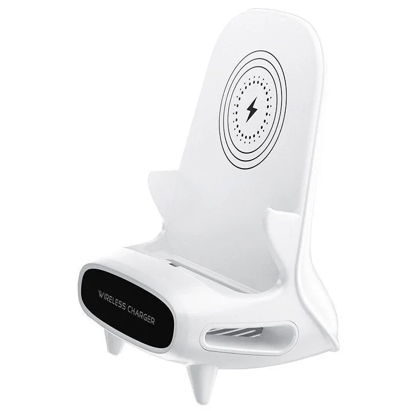 Mini Chair 15W wireless charger and phone stand in white for iPhone and Android smartphones. — image 4
